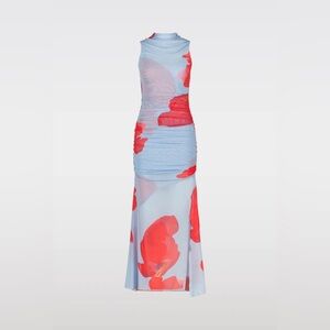 Saemdi Floral Printed Mesh Dress